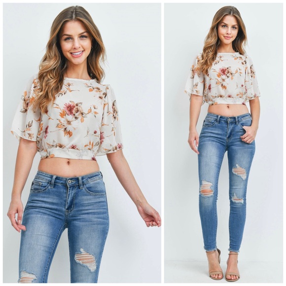 🆕Floral print crop top - Picture 1 of 6